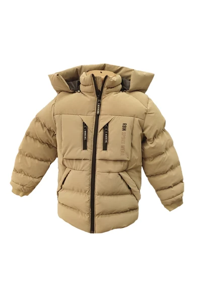 Erkek Çocuk İçi Peluş Astarlı Çıkarılabilir Kapüşonlu Su Geçirmez Mont 2042