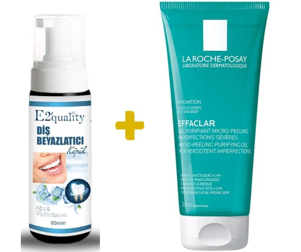 E2'quality Diş Beyazlatıcı Köpük + La Roche Posay Effaclar Mikro Peeling Jel 200 ML ürün görseli 1