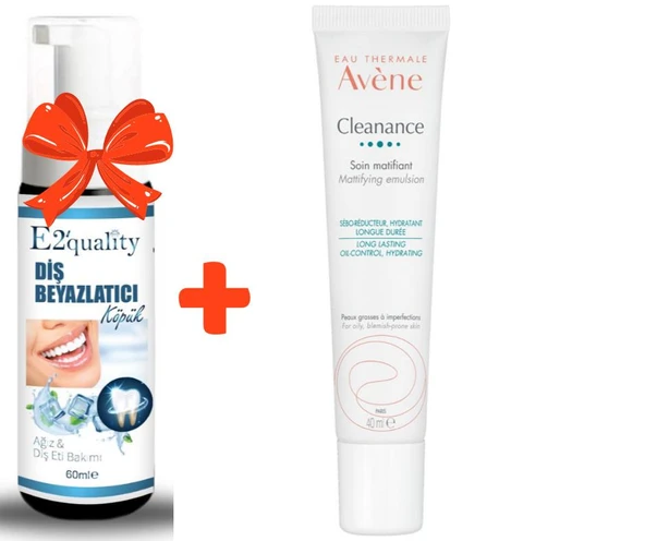E2'quality Diş Beyazlatıcı Köpük + Avene Cleanance Yağlı Ciltlere Özel Matlaştırıcı Emülsiyon 40 ml ürün görseli