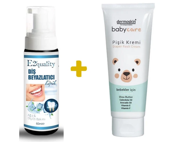E2'quality Diş Beyazlatıcı Köpük + Dermoskin Babycare Pişik Kremi 100 ml ürün görseli
