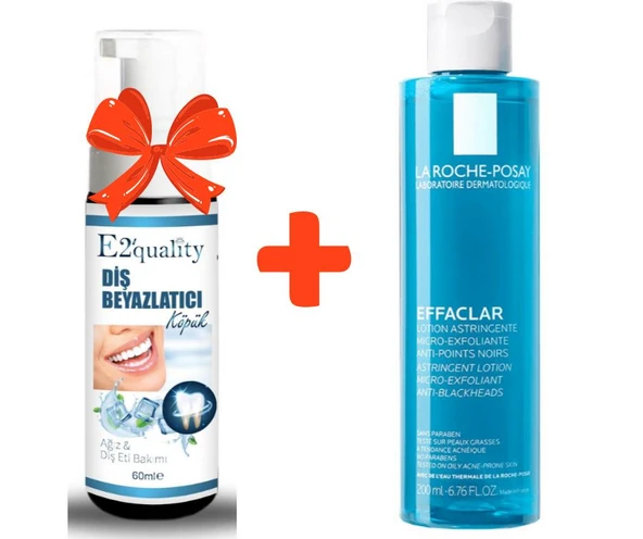 E2'quality Diş Beyazlatıcı Köpük + La Roche Posay Effaclar Tonik 200 ML Yağlı Ciltler İçin Gözenek Sıkılaştırıcı Tonik ürün görseli