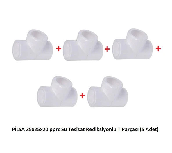 PİLSA 25x25x20 PPRC Su Tesisat Rediksiyonlu T Parçası (5 Adet) ürün görseli 1