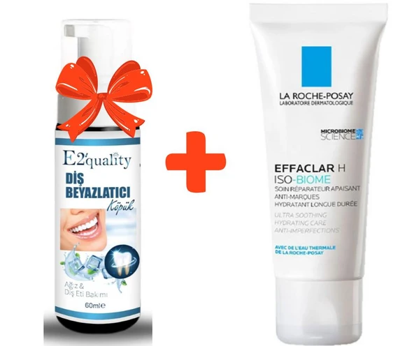 E2'quality Diş Beyazlatıcı Köpük + La Roche Posay Effaclar H Isobiome Krem 40 ML Yağlı Ciltler İçin Yatıştırıcı Nemlendirici Krem ürün görseli 1
