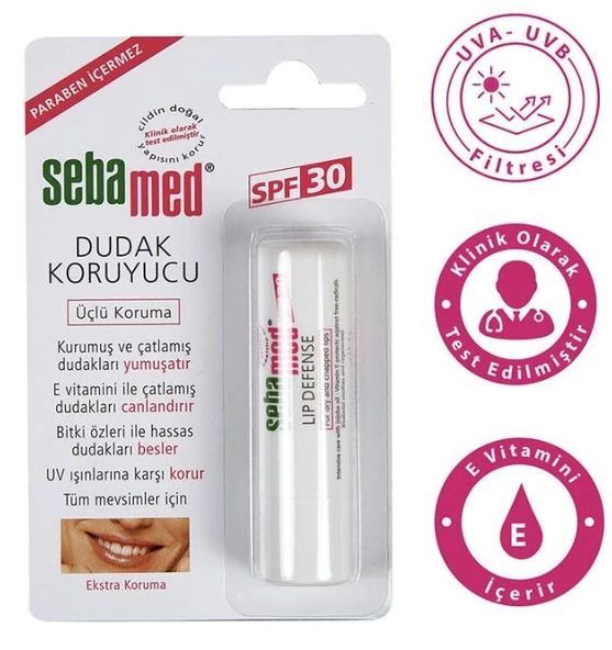 Sebamed SPF 30 Üçlü Etkili Dudak Kremi 4.8 gr ürün görseli