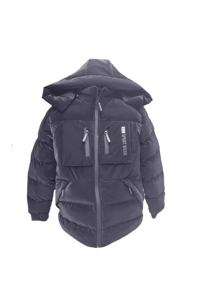 Erkek Çocuk İçi Peluş Astarlı Çıkarılabilir Kapüşonlu Su Geçirmez Mont 2042 - 10