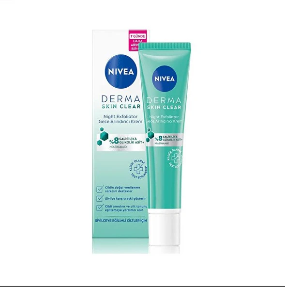 Nivea Derma Skin Clear Night Exfoliator Gece Arındırıcı Krem 40ml ürün görseli 1