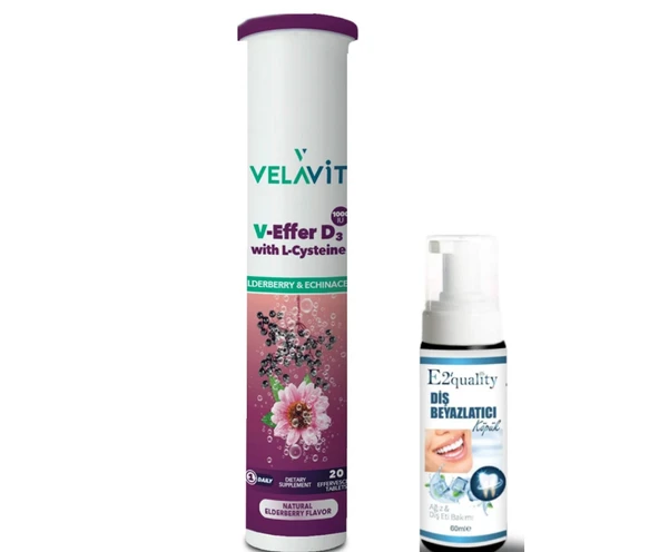 Velavit V-Effer D3 with L-Cysteine 20 Efervesan Tablet- Diş Beyazlatıcı Köpük Hediye ürün görseli 1