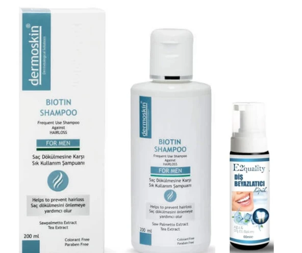 Dermoskin Biotin Shampoo For Men 200ml- Diş Beyazlatıcı Köpük Hediye ürün görseli 1