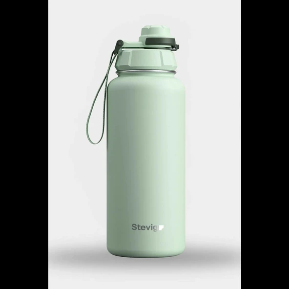 Stevig ST-218 1 Hand Leak-Proof Sızdırmaz Çelik Termos 1000ML Smoke Green