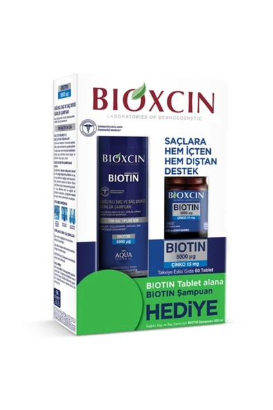 Bioxcin Biotin 5000mcg 60 Tablet 15 mg + Şampuan 300 ml Hediye ürün görseli 1