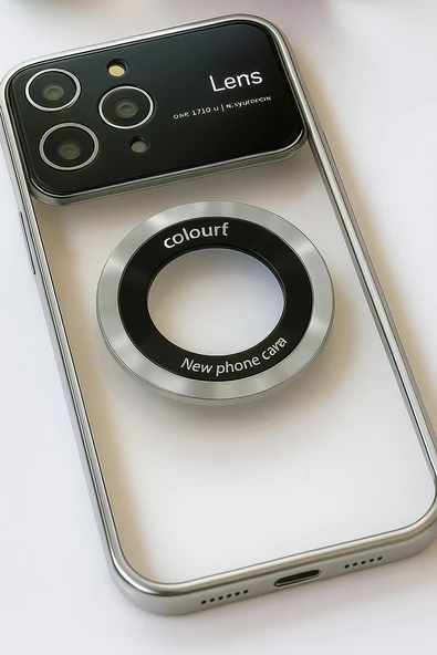 İphone 14 Pro Max Kılıf Kamera Korumalı Magsafe Colourl Gümüş ürün görseli