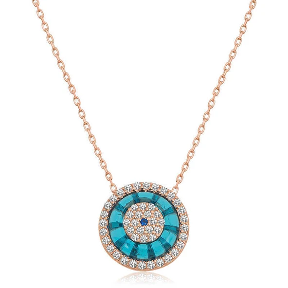 Gümüş Rose Camgöz Nazar Bayan Kolye ürün görseli 1