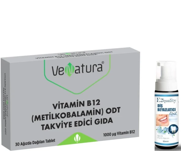 VeNatura Metilkobalamin ODT Takviye Edici Gıda 30 Tablet - Diş Beyazlatıcı Köpük Hediye ürün görseli 1