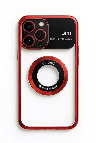 İphone 13 Pro Max Kılıf Kamera Korumalı Magsafe Colourl Koyu Kırmızı ürün görseli