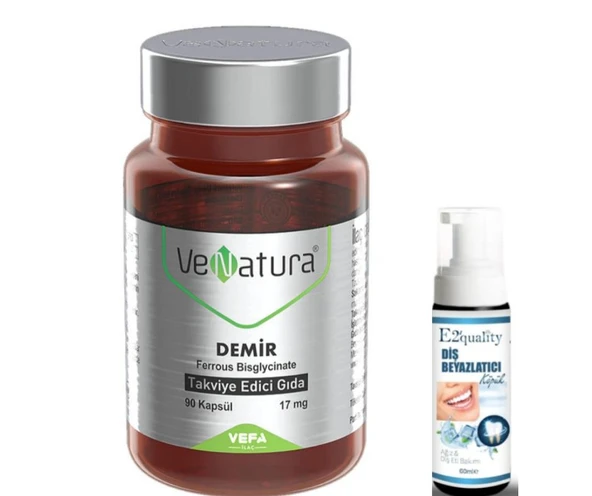 VeNatura Demir Takviye Edici Gıda 90 Kapsül - Diş Beyazlatıcı Köpük Hediye ürün görseli 1