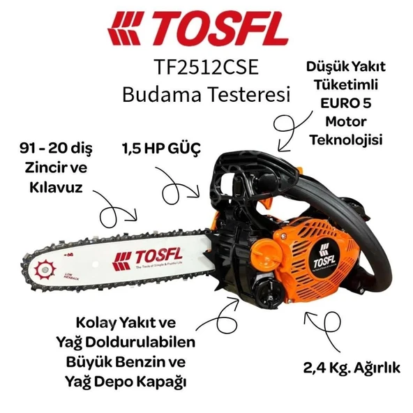 Tosfl TF2512CSE Motorlu Budama Testeresi - Resim 3