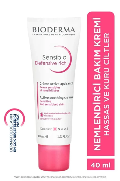 Bioderma Sensibio Defensive Rich Hassas ve Kuru Cilt Antioksidan E Vitamini Yoğun Nemlendirici Krem 40 ml - 1