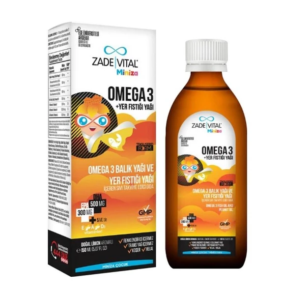 Zade Vital Miniza Omega 3 - Yer Fıstığı Yağı İçeren Sıvı Takviye Edici Gıda 150 ml ürün görseli 1