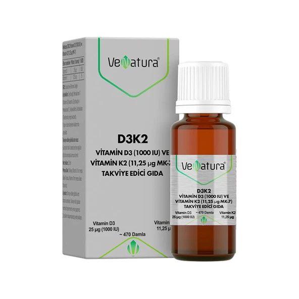 VeNatura Vitamin D3 Ve Menaquinon 7 (11,25 mcg) Takviye Edici Gıda 20 ml ürün görseli