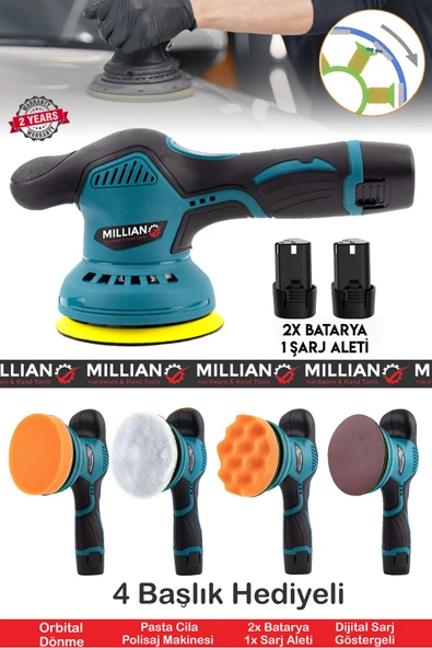 58 V Orbital 6 Kademeli Otomatik Şanzıman Devir Ayarlı Zımpara Cila Pasta Parlatma Polisaj Makinesi