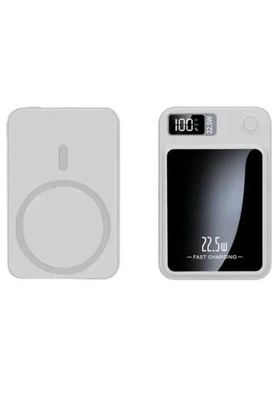 Taşınabilir Şarj Magsafe Powerbank 10.000 mAh Hızlı Şarj Led Göstergeli Kablosuz - Resim 2
