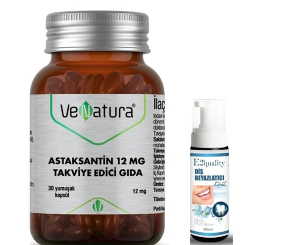 VeNatura Astaksantin Takviye Edici Gıda 30 Yumuşak Kapsül  - Diş Beyazlatıcı Köpük Hediye