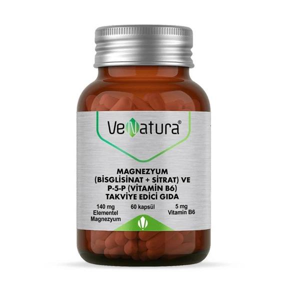 VeNatura Magnezyum (Bisglisinat+Sitrat) ve P5P (Vitamin B6) 60 Kapsül ürün görseli