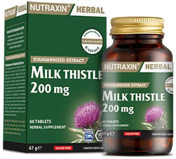 NUTRAXIN MILK THISTLE 200 MG 60 TABLET 1 Paket(1 x 60 Tabletten) ürün görseli