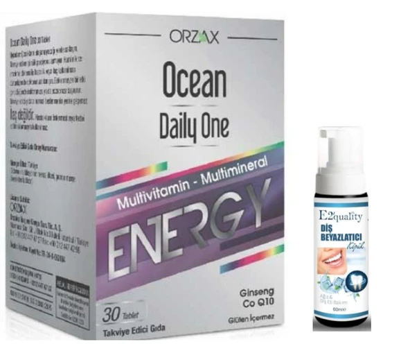 Orzax Ocean Daily One Energy 30 Tablet - Takviye Edici Gıda -  Diş Beyazlatıcı Köpük Hediye ürün görseli 1