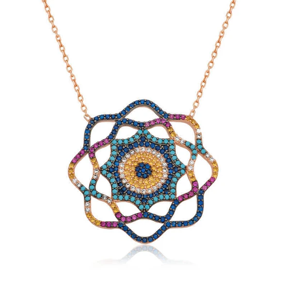 Gümüş Yaşam Güneşi Nazar Bayan Kolye ürün görseli 1