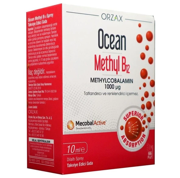Orzax Ocean Methyl B12 1000Mg Sprey 10ml ürün görseli 1