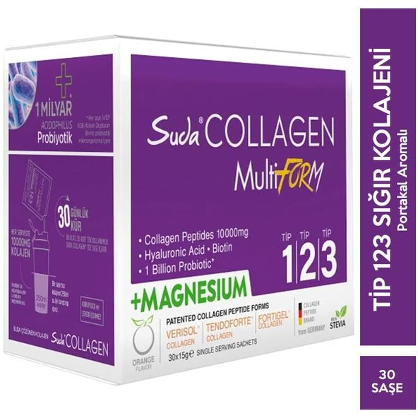 Suda Collagen Multiform Portakallı Magnesium 30 Saşe 15 gr ürün görseli 1