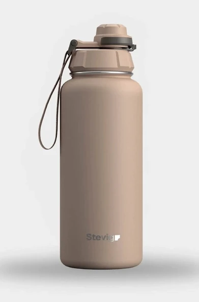 Stevig ST-217 1 Hand Leak-Proof Sızdırmaz Çelik Termos 1000ML Light Brown - 3