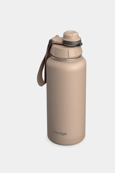 Stevig ST-217 1 Hand Leak-Proof Sızdırmaz Çelik Termos 1000ML Light Brown