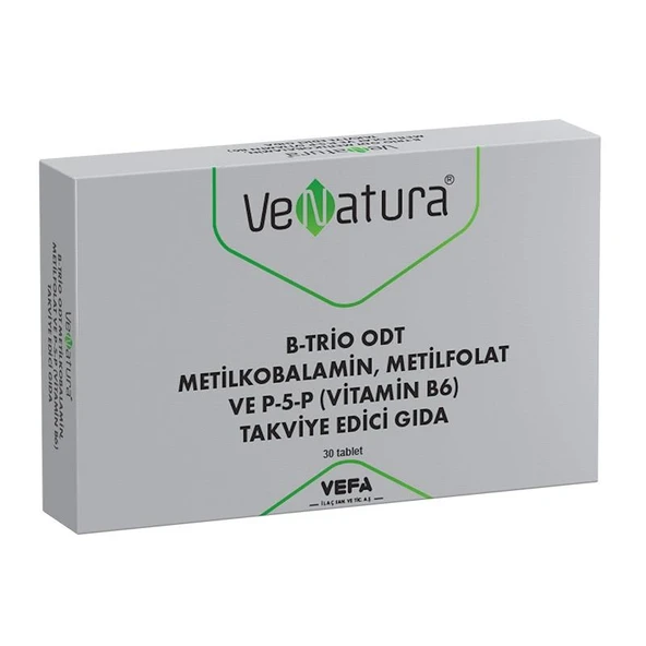 VeNatura B-Trio ODT Metilkobalamin, Metilfolat ve P-5-P Takviye Edici Gıda 30 Tablet ürün görseli 1
