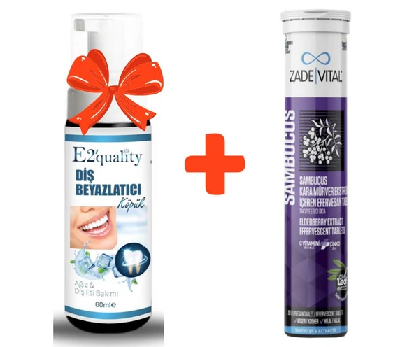 E2'quality Diş Beyazlatıcı Köpük + Zade Vital Sambucus Nigra Efervesan 20 Tablet Kara Mürver Ekstresi ve C Vitamini Desteği ürün görseli 1
