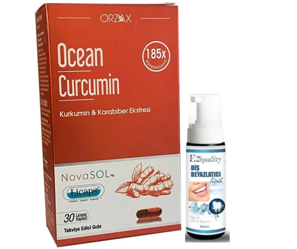 Orzax Ocean Curcumin Karabiber Ekstresi Takviye Edici Gıda 30 Kapsül - Diş Beyazlatıcı Köpüğü Hediye ürün görseli 1