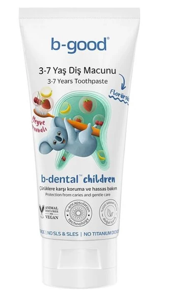 b-good b-dental 3-7 Yaş Çocuk Diş Macunu Florürsüz Meyve Karnavalı 50 ml ürün görseli
