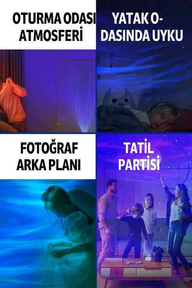 RGB Işık Efektli Ufo Tasarım Yıldızlı Gece Projektör Lamba  Bluetooth Hoparlörlü - 6