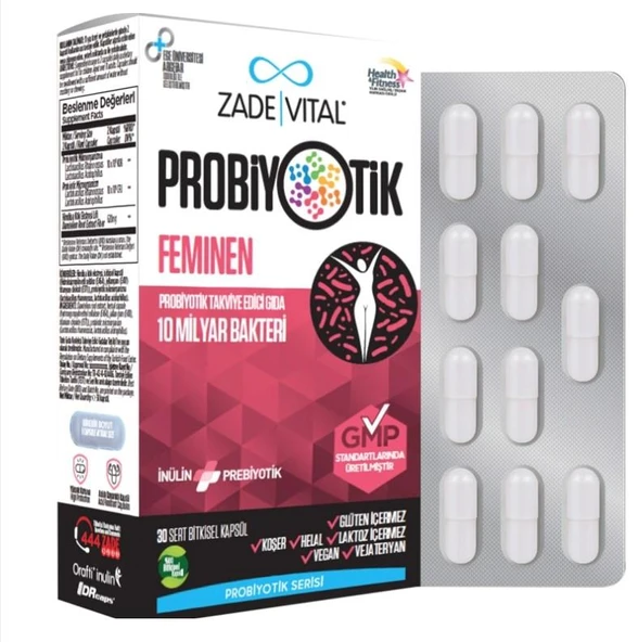 Zade Vital Feminen Probiyotik Takviye Edici Gıda 30 Kapsül