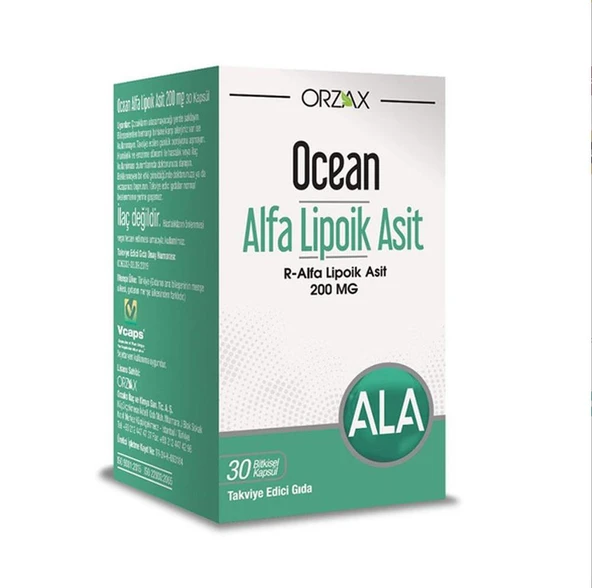 Orzax Ocean Alfa Lipoik Asit 200 mg 30 Kapsül ürün görseli 1