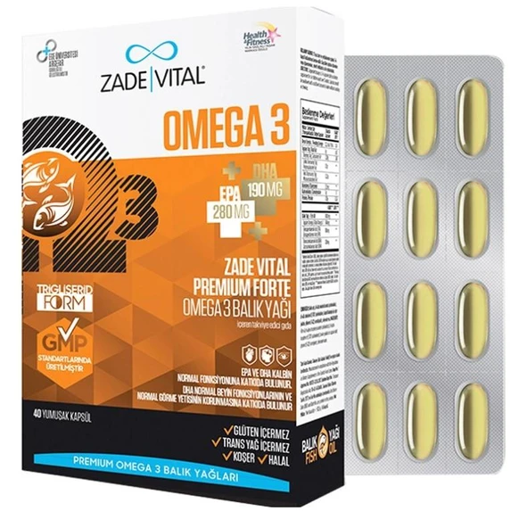 Zade Vital Omega 3 Forte Balık Yağı 40 Yumuşak Kapsül