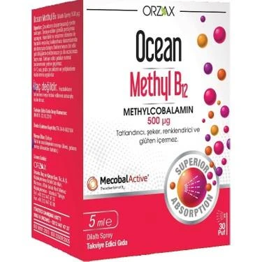 Orzax Ocean 500 µg Methyl B12 Sprey 5 ml ürün görseli 1