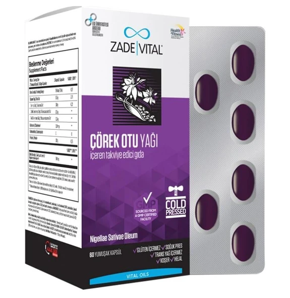 Zade Vital Çörek Otu Yağı Blister 60 Kapsül ürün görseli 1