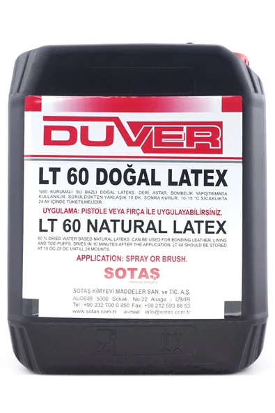 Duver LT 60 Profesyonel Su Bazlı Doğal Latex Yapıştırıcı ürün görseli