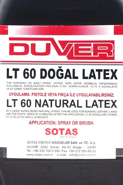 Duver LT 60 Profesyonel Su Bazlı Doğal Latex Yapıştırıcı - Resim 4