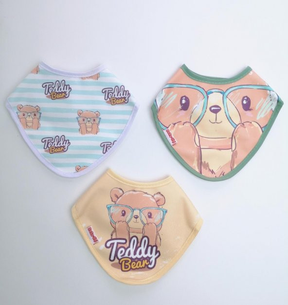 Teddy Bear 3lü Üçgen Mama Önlüğü