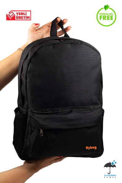 Su Geçirmez Kumaş Okul Seyahat Günlük Siyah Sırt Çantası Unisex