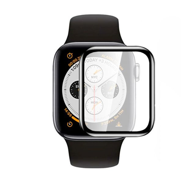 KNY Apple Watch 7 45 mm İçin Esnek Full Kaplayan Mat PPM Ekran Koruyucu Siyah Siyah