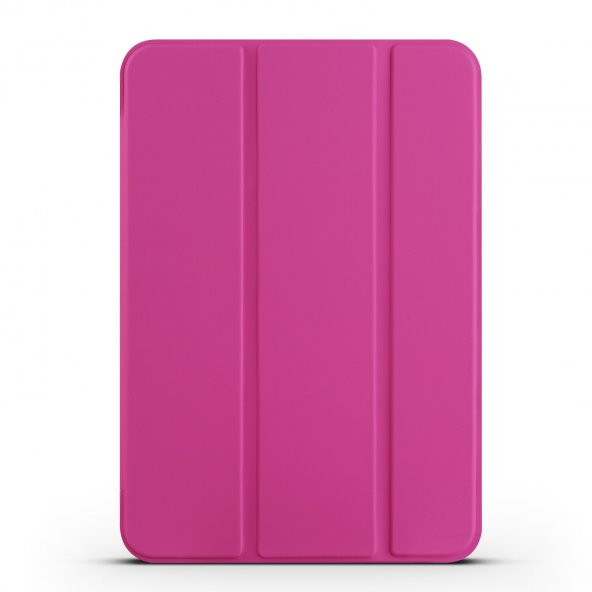 KNY Apple İpad Mini 6 Kılıf Arkasi Şeffaf Sert Uyku Modlu Standlı Smart Case Pembe